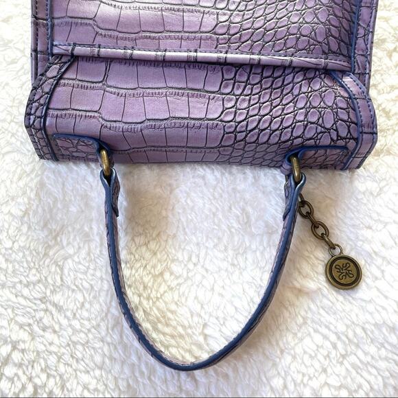 The Emily Bag Chic Purple Croc Embossed Top Handle Mini Satchel Gold Turn Lock - Picture 4 of 15
